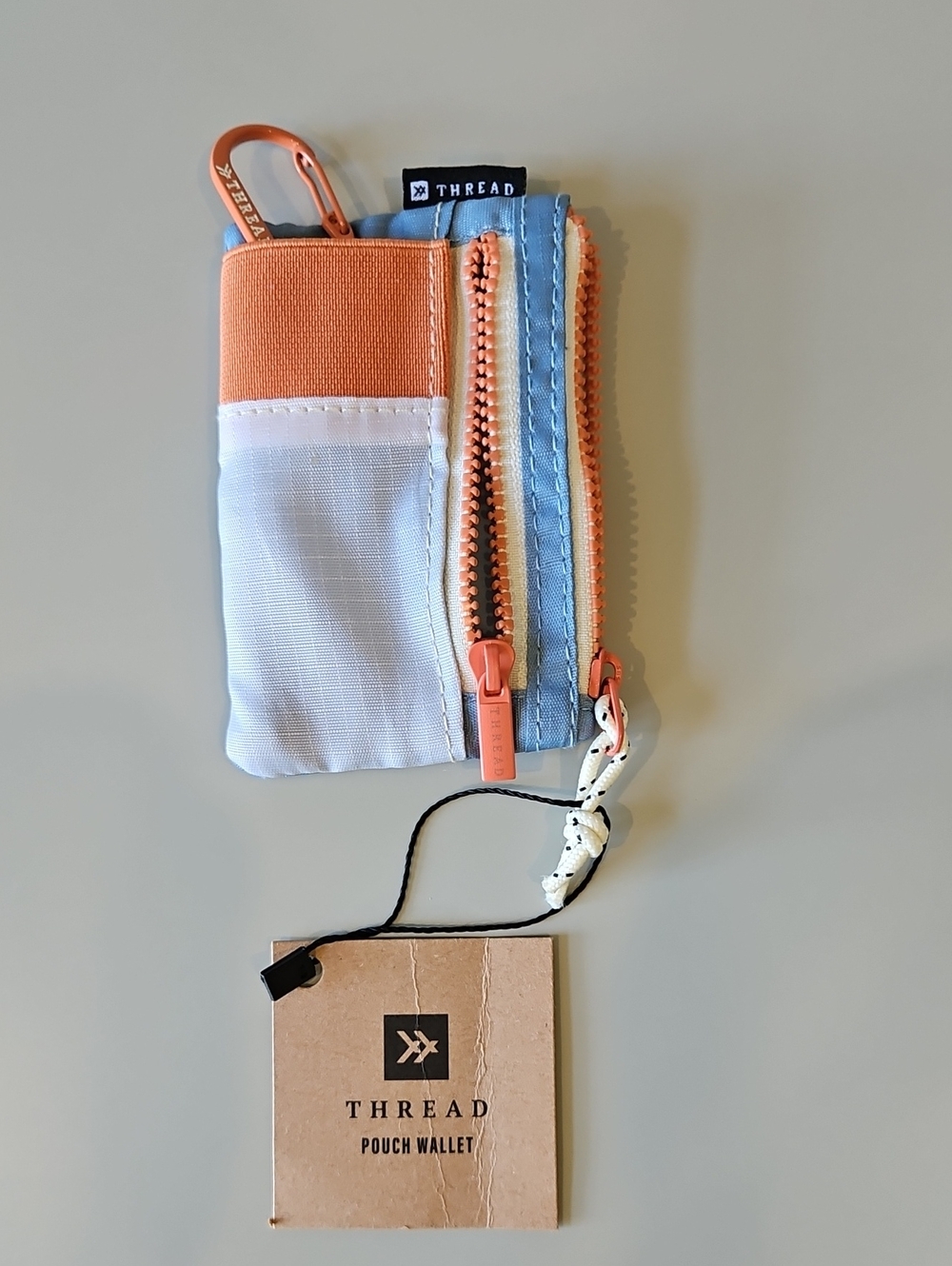 Thread - Carry On -  Colorblock Pouch Wallet — Coral, Light Blue & White - NWT